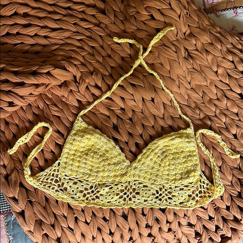 Yellow Crochet Halter Top